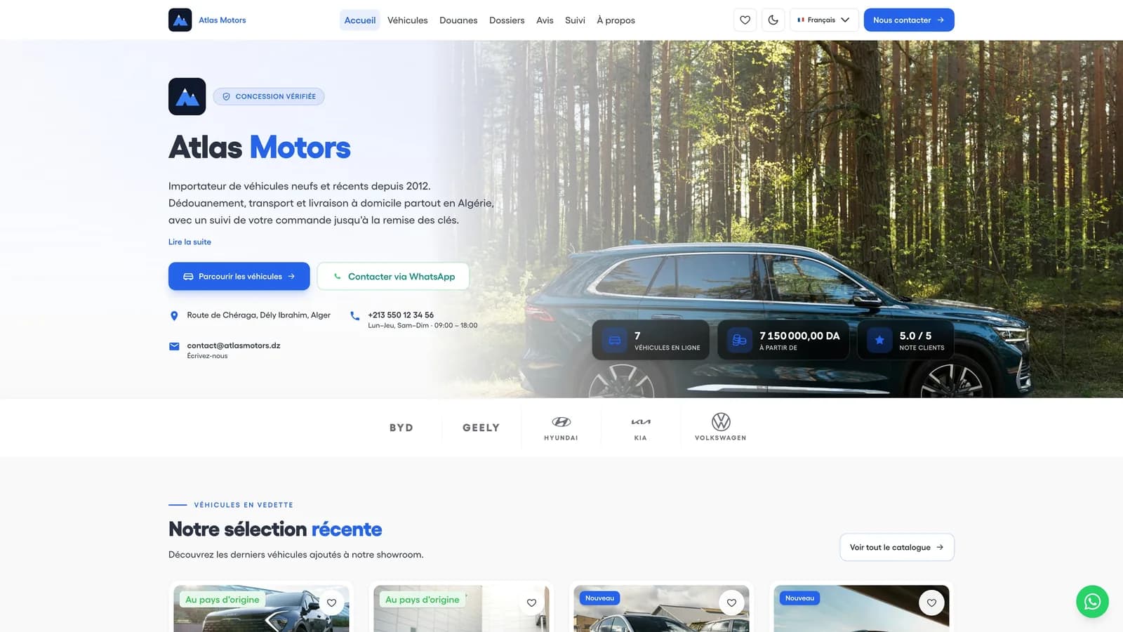 Atlas Motors' home page