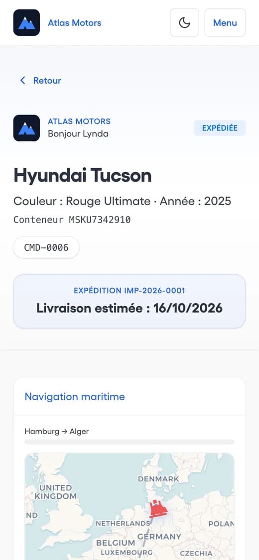 Le suivi d'une commande, sur téléphone